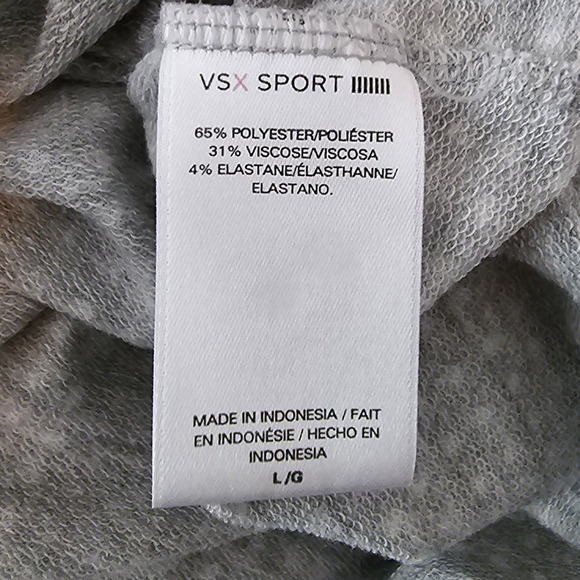 Victoria Secret Sport Gray Cut out Back Long Sleeve  Thumbholes Athletic Top L - Picture 6 of 6